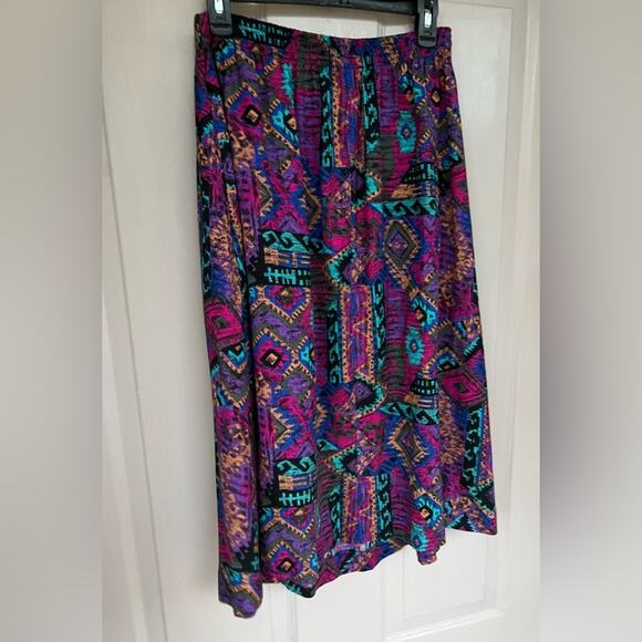 Willow Ridge Vintage Aztec Midi Skirt Sz 12 Rayon Boho Elastic Waist - Picture 4 of 5